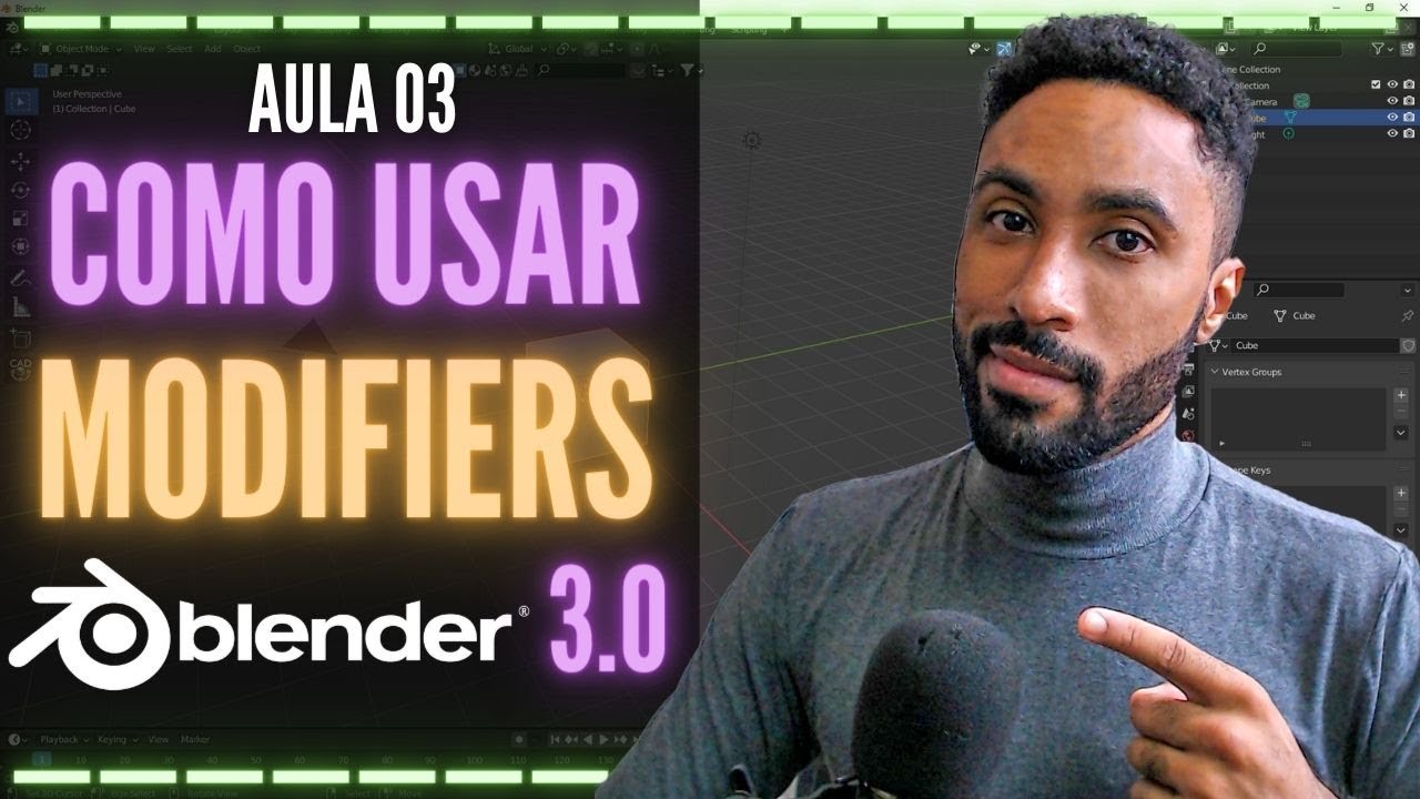 COMO USAR MODIFIERS NO BLENDER 3.0 | Curso Gratuito Blender 3.0 AULA 03