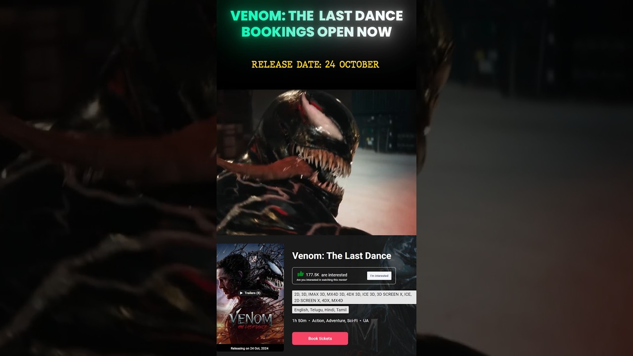 Venom: The Last Dance Bookings Open now🍿🎬#movie #hollywood #venom2 #marvel