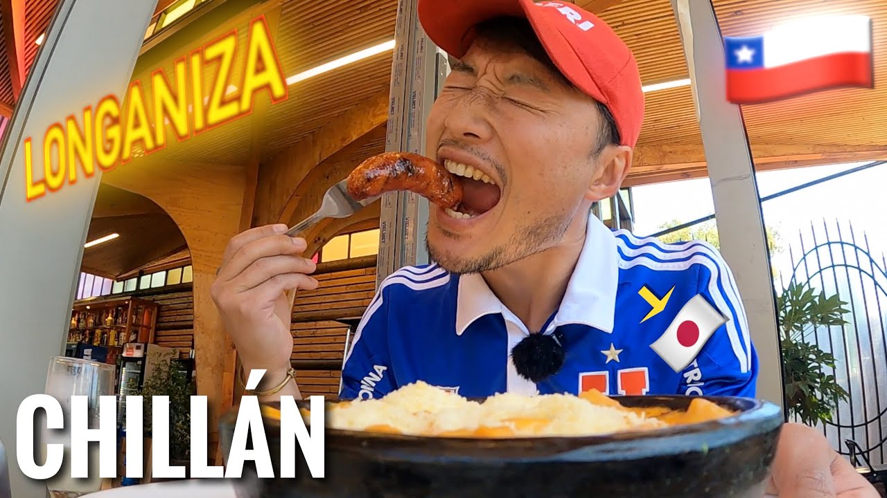 Japonés probando COMIDA CHILENA en Chillán! | Japonés reacciona a la LONGANIZA de Chile 🇨🇱