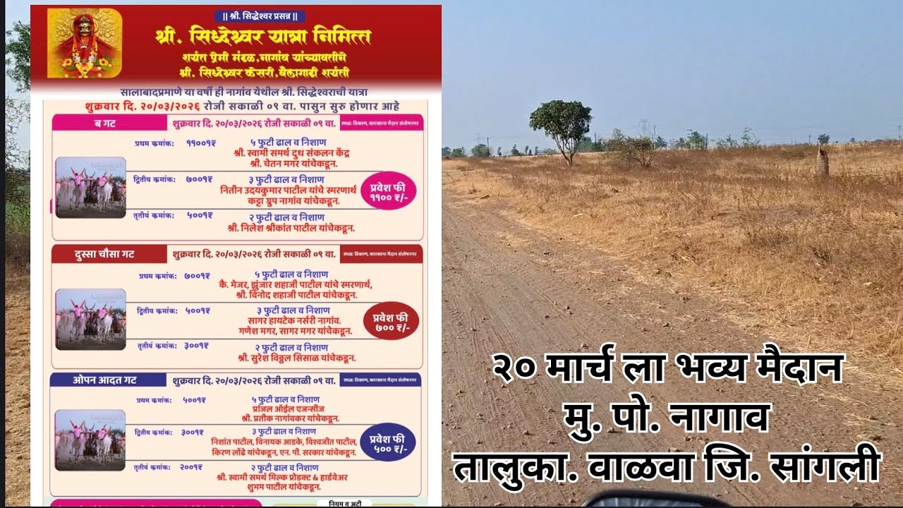 नागाव ला २० मार्च ला भव्य बैलगाडी मैदान | कसा आहे पट्टा नक्की बघा 