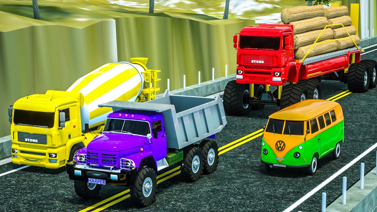 Un KAMAZ Gigante Atraviesa Un Foso Gigante Con Coches 🚒🚔 - Kamaz gigante con ruedas gigantes #4