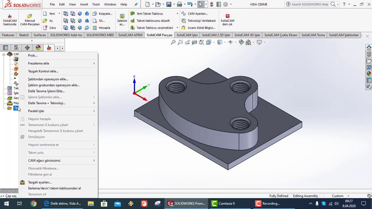 SolidCam 2,5 Eksen Klavuz Çekme