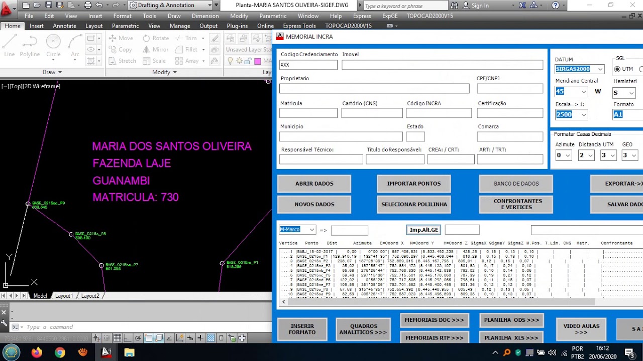 PLANILHA ODS COM SIGMAS E CONFRONTANTES AUTOMATICOS-TOPOCAD2000