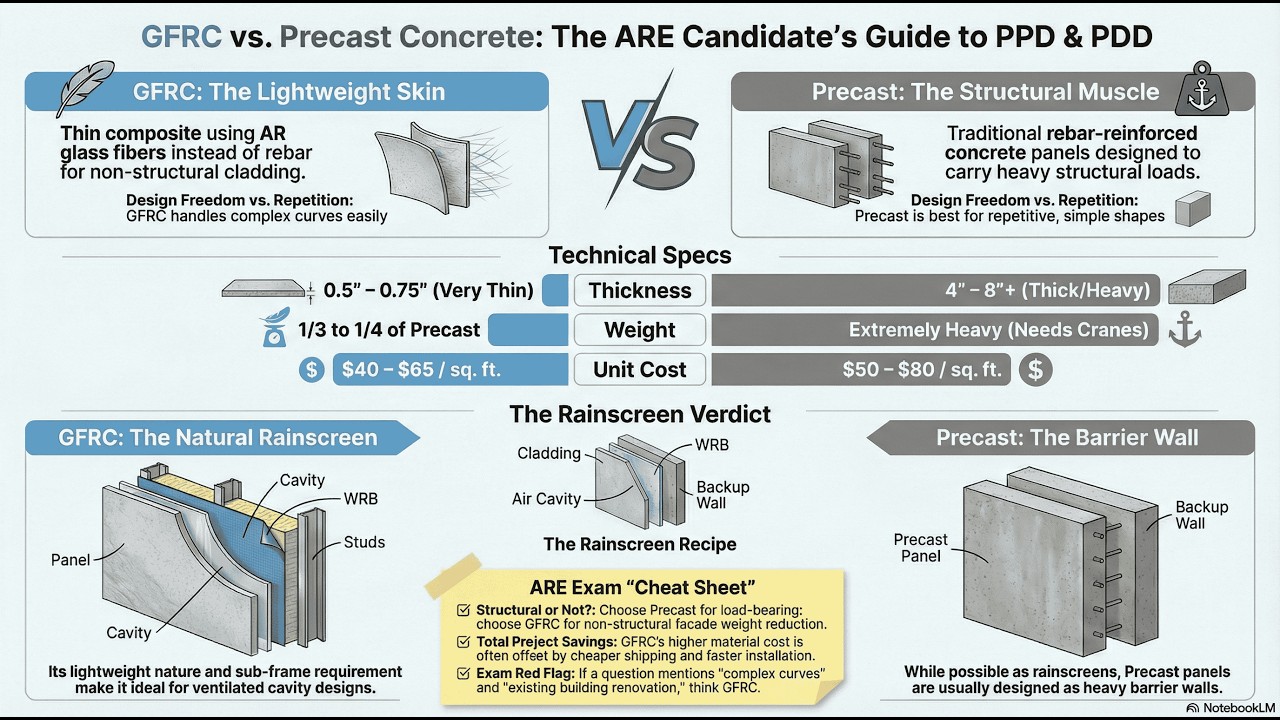 ARE Exam Prep: GFRC VS Precast Concrete for PPD & PDD | ARE Lab