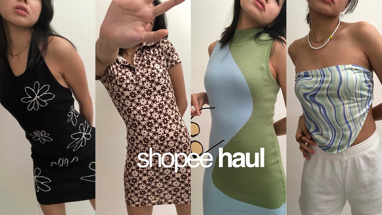 cutest shopee haul i made (mini dress, halter neck tops, neutrals, cute tops!)