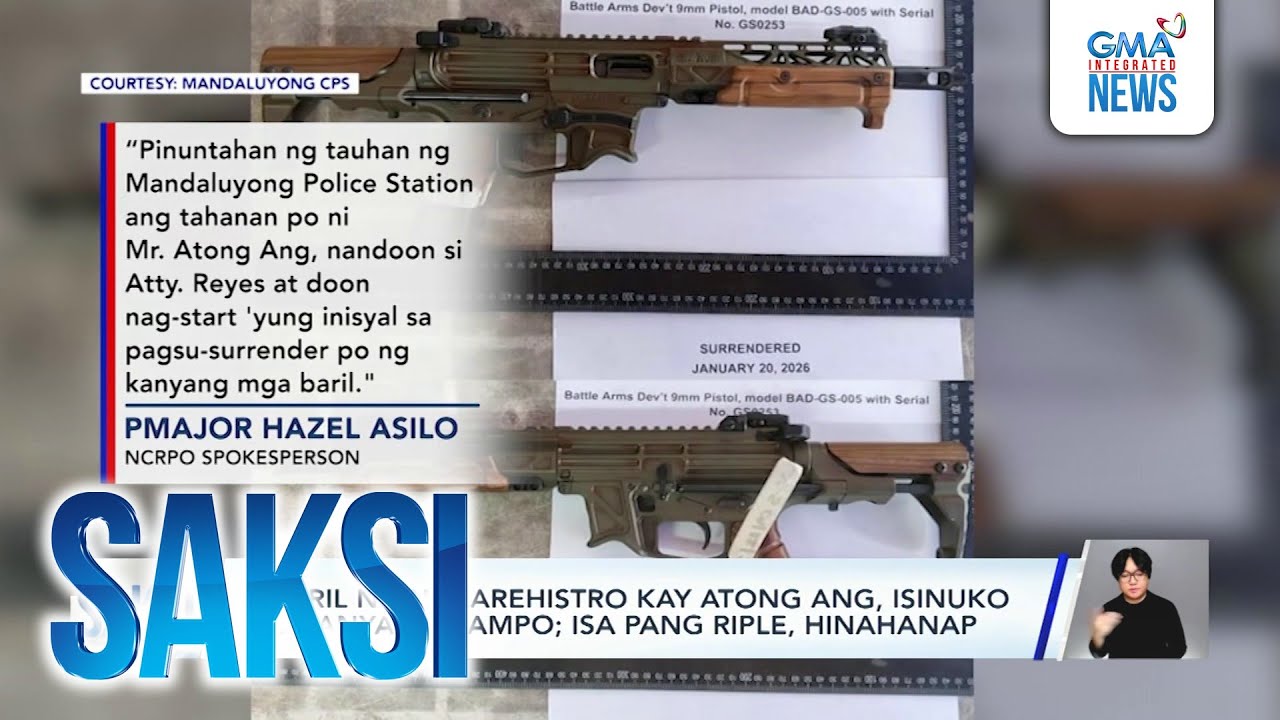 5 guns registered to Atong Ang surrendered | Saksi