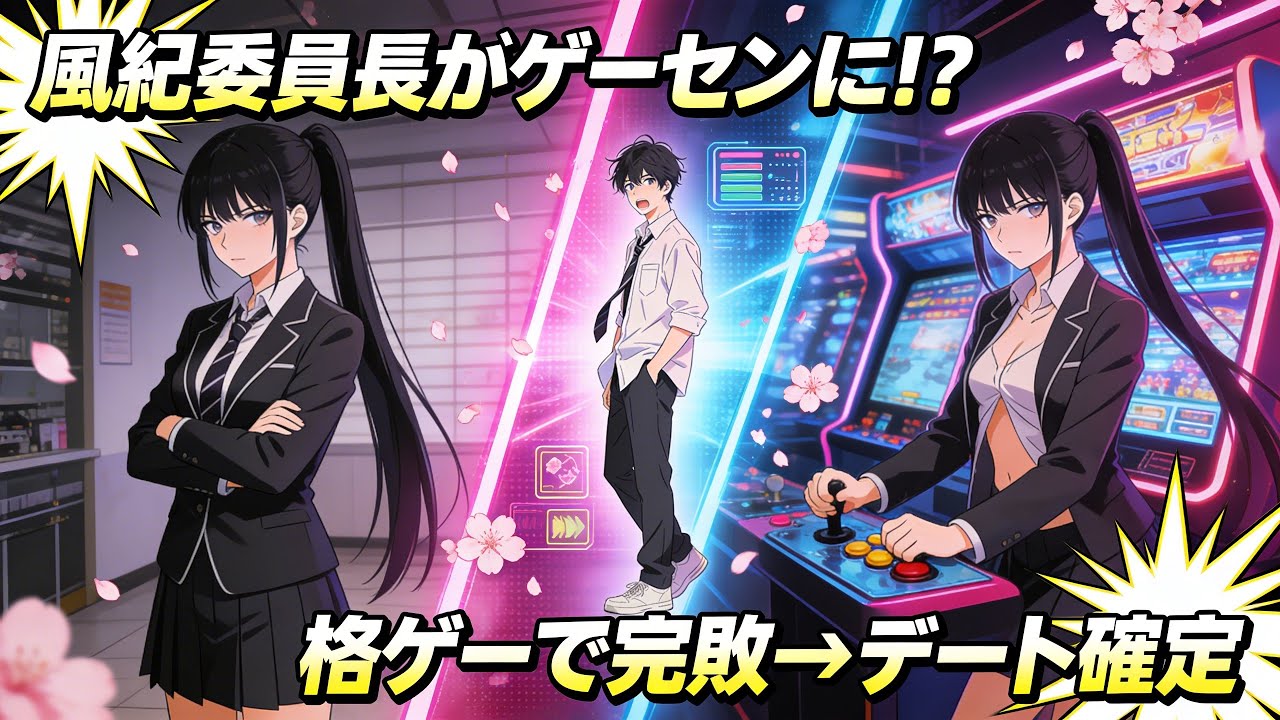 【衝撃】鬼の風紀委員長とゲーセンで遭遇→格ゲーでボコられてデートすることに