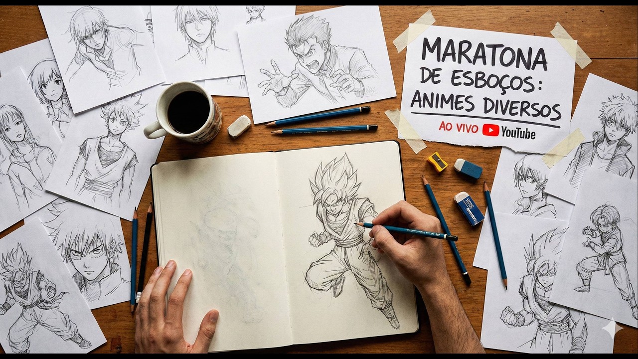 DOMINANDO O ESBOÇO: Maratona de Desenho de Animes (Papel e Lápis)