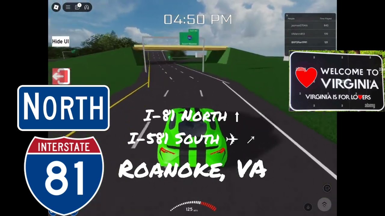 (Roblox) US Interstates | Full Interstate I-81 Northbound [Time-lapse]