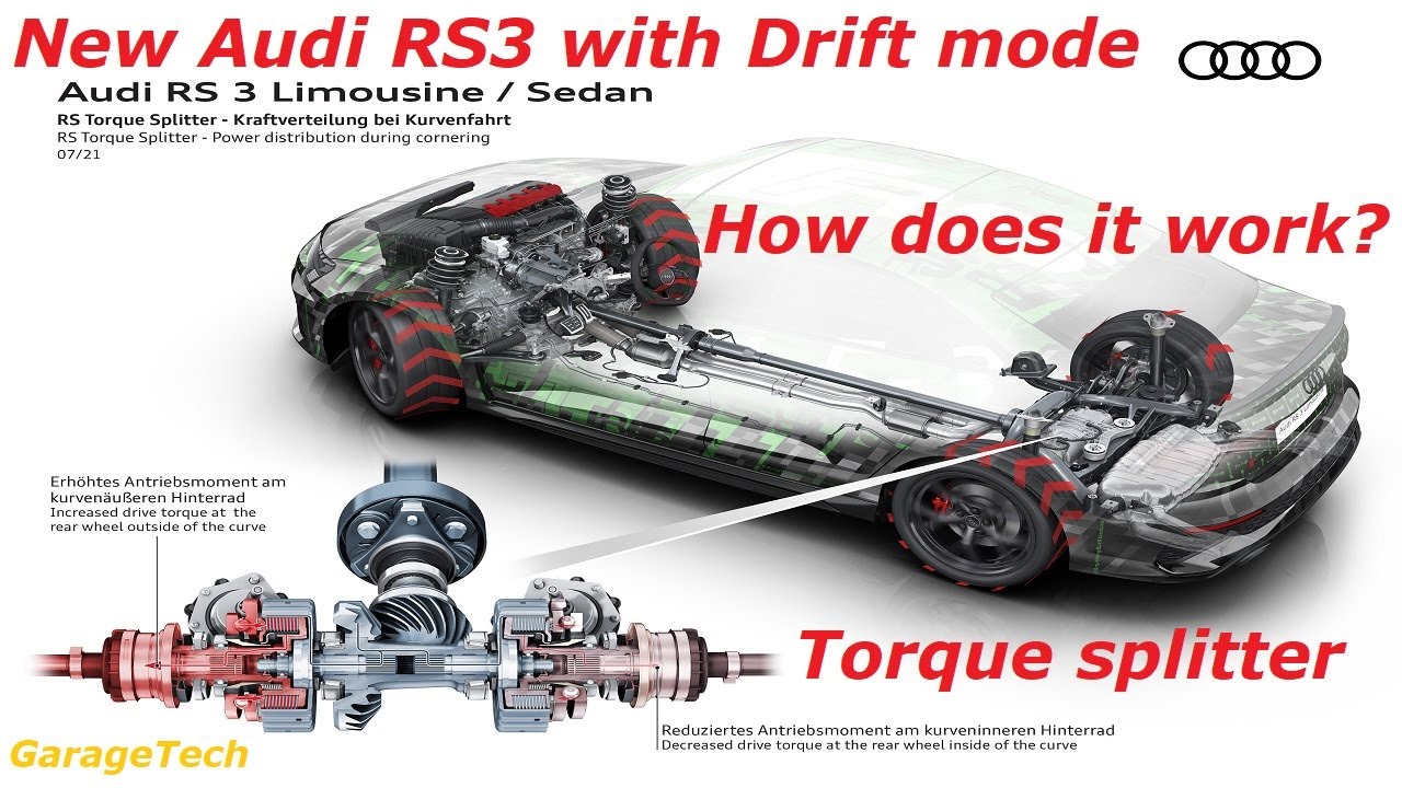 New Audi RS3 with Drift mode - How does it work? - Audi torque splitter rear differential diff