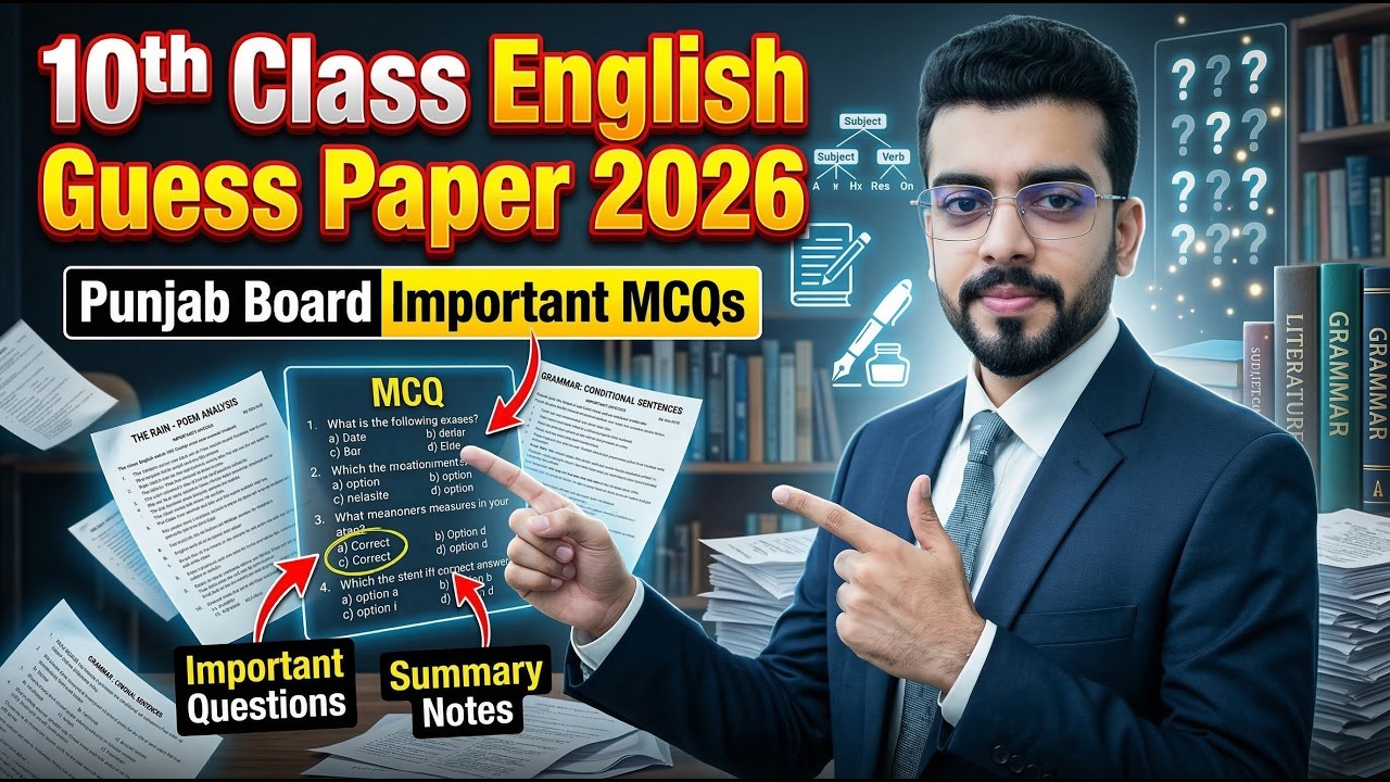 10th Class English Guess Paper 2026 | Important MCQs, Short & Long Questions | Punjab Board Exam