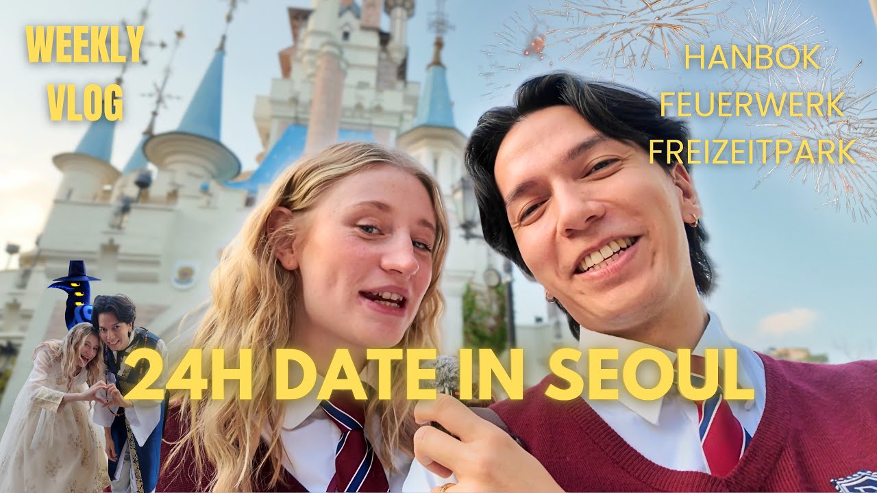 24h Date in Seoul 💘🇰🇷  Palast, Lotte World, Hangang Park, Feuerwerk, Schuluniform, Hanbok... 🎆👘