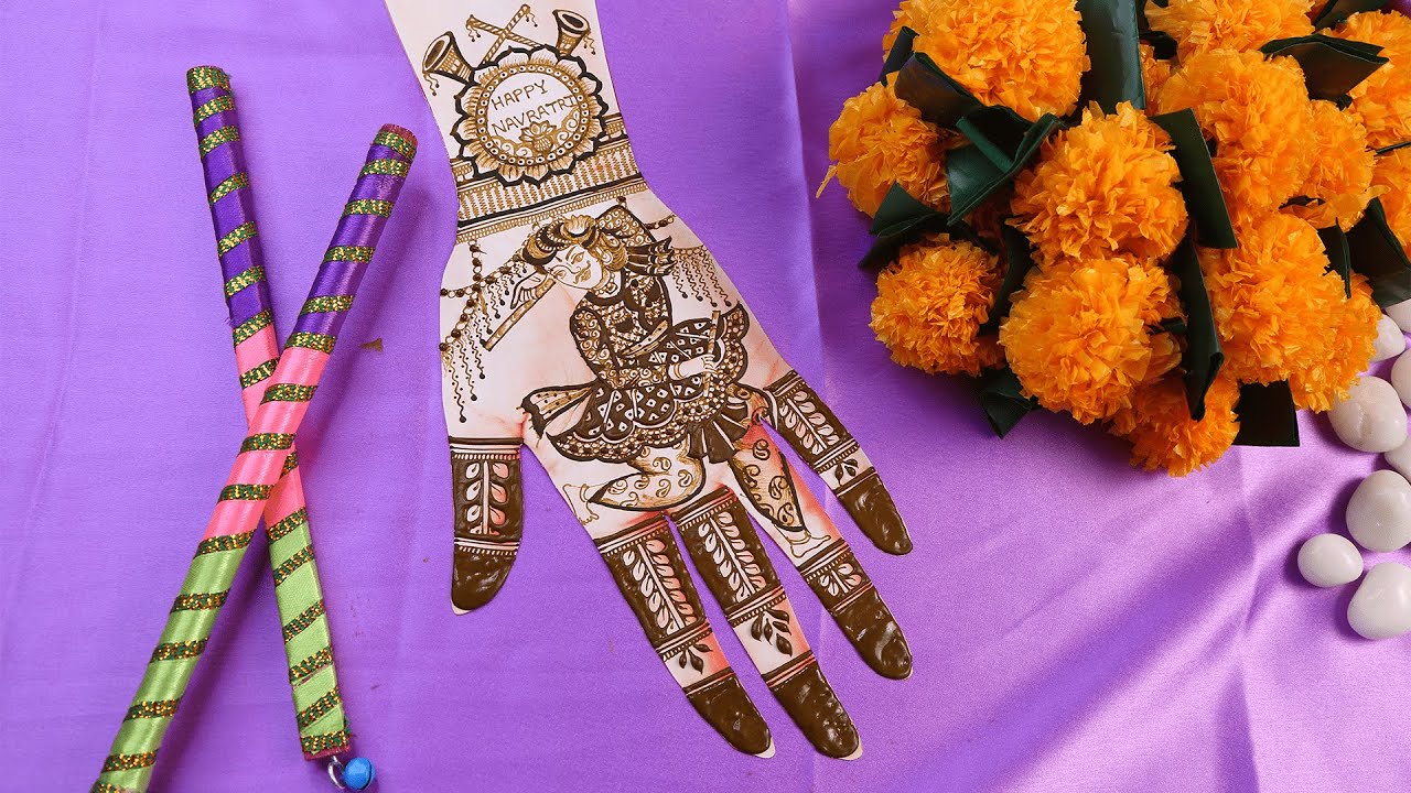 Vibrant Purple Theme Dandiya Mehndi | Navaratri Day 8 Special #mehnditutorial #mehndidesign #viral