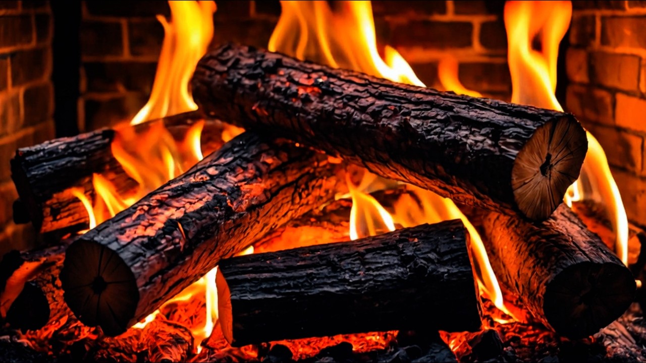 Cozy Fireplace 4K with Bright Orange Flames 🔥 Relaxing Crackling Fire Ambience for Sleep & Relax