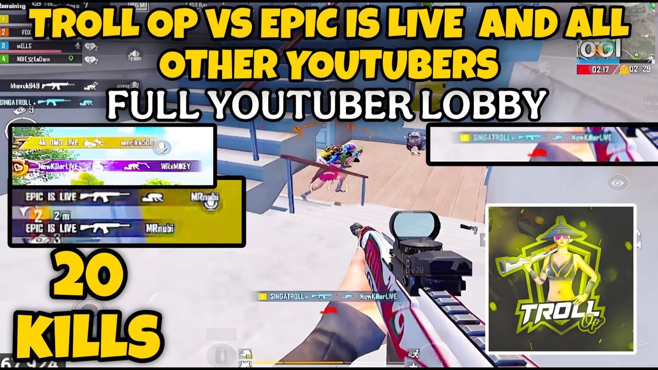 TROLL OP VS EPIC IS LIVE 🥶 FULL YOUTUBER LOBBY 🥵 | TROLL OP #trollop #madan
