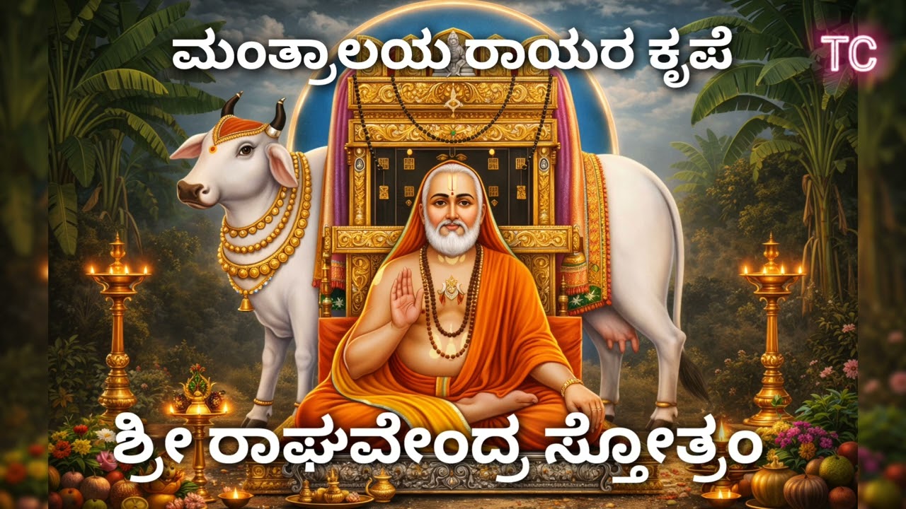 ಶ್ರೀ ರಾಘವೇಂದ್ರ ಸ್ತೋತ್ರಂ | 108 ಬಾರಿ | Mantralaya Rayaru Bhakti Song. ಗುರುವಾರ ರಾಯರ ಹಾಡು. ರಾಯರ ಪೂಜೆ