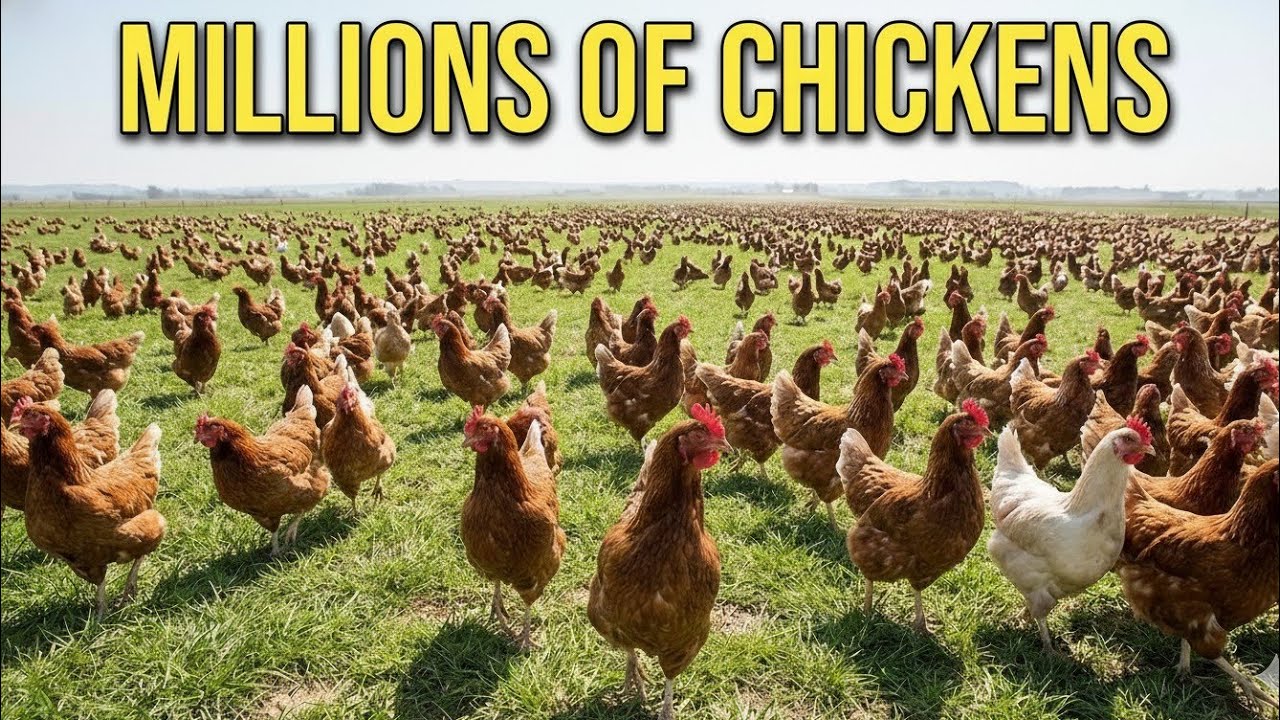 Millions of Chickens in Free-Range Poultry Farm | Largest Open Field Farming System