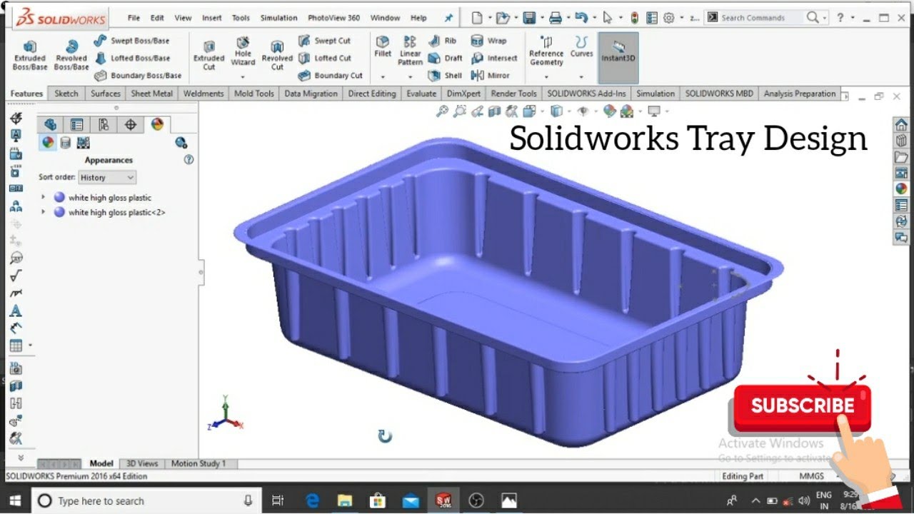 Учебные пособия по Solidworks | Пластиковый лоток в Solidworks