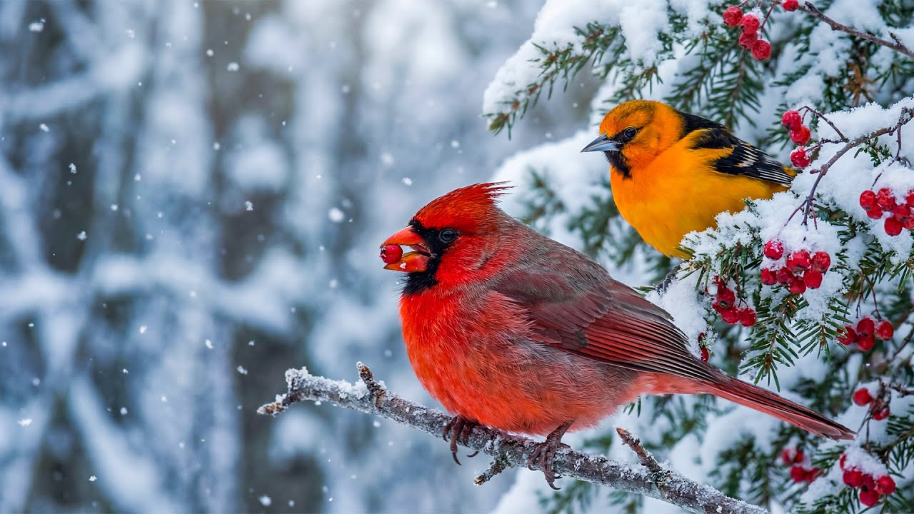 Winter Mornings Piano & Birds in the Snow ❄️🎶 Relaxing Music for Stress Relief & Inner Peace
