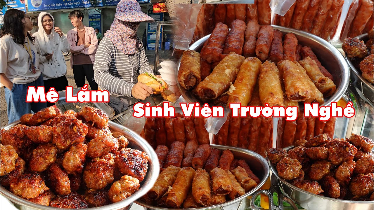 Xe bún thịt nướng, bánh mì thịt nướng sinh viên nghề ngày nào cũng ghé ăn đông nghẹt