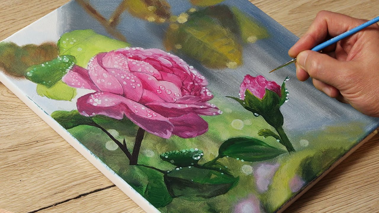 Painting a realistic flowers / Acrylic Painting / Vadym art