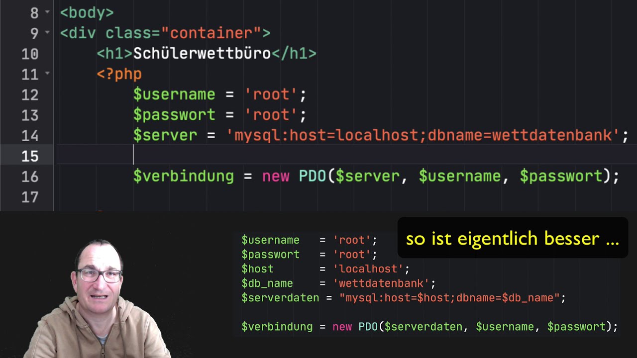Folge 3: Mit PHP (PDO) + MySQL/MariaDB per SELECT Datensätze aus der Datenbank holen und ausgeben