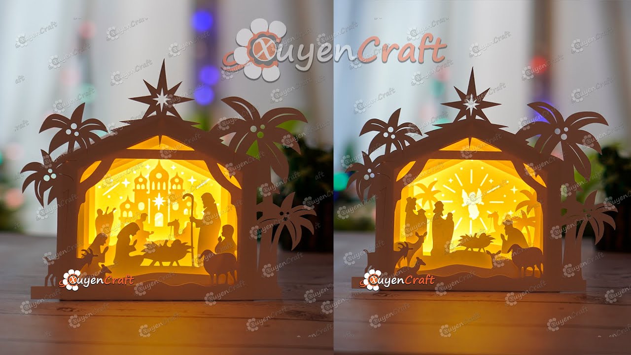 How to make Nativity Scene Shadow Box - Christmas Lantern, Diy Christmas decorations ideas 2023