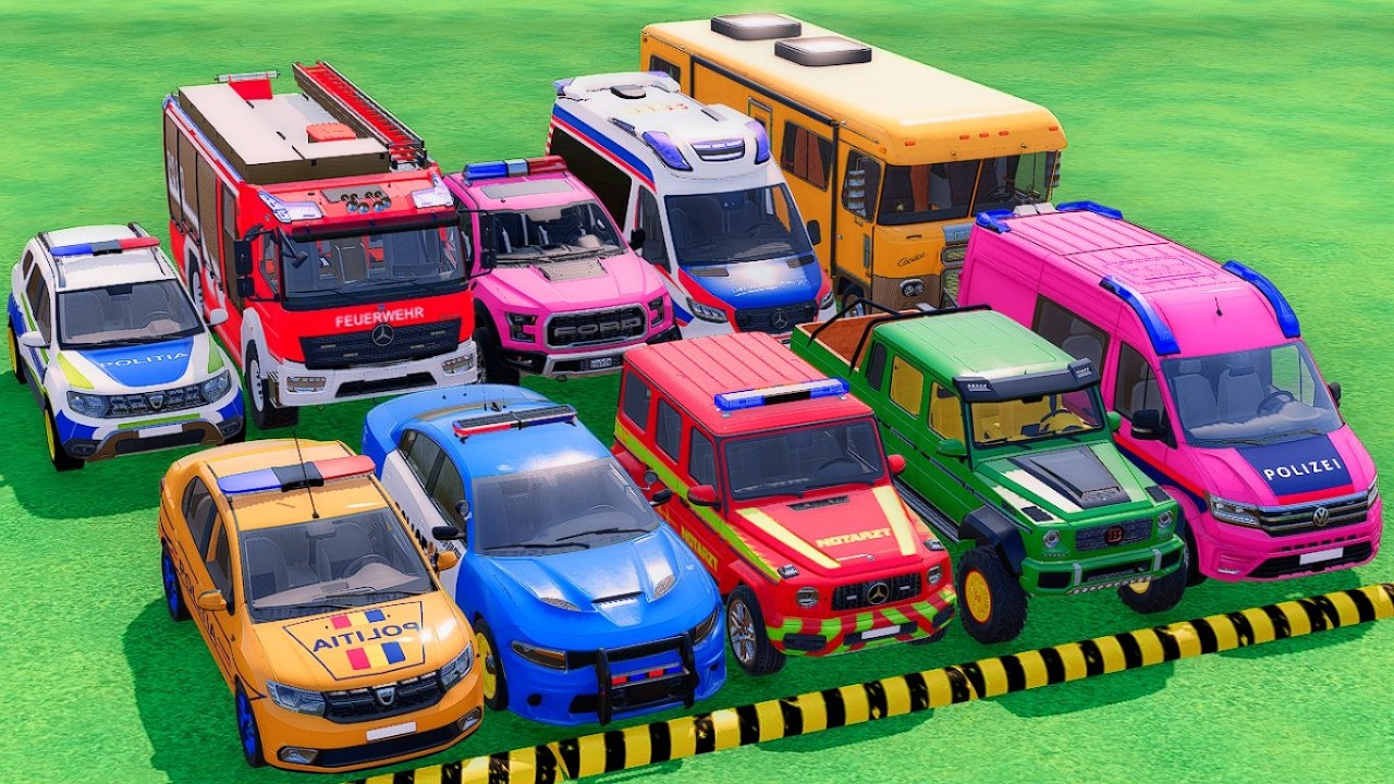 TRANSPORTING POLICE CARS, AMBULANCE VEHICLE, FIRE DEPARTMENT WITH TRAIN - FARMING SIMULATOR 22 #45