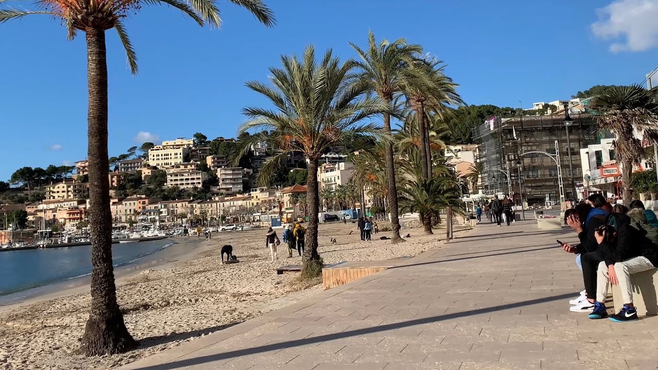 4K⚓️Driving from Palma de Mallorca to Porto Soller and walking in Porto Soller 🌟January 2021