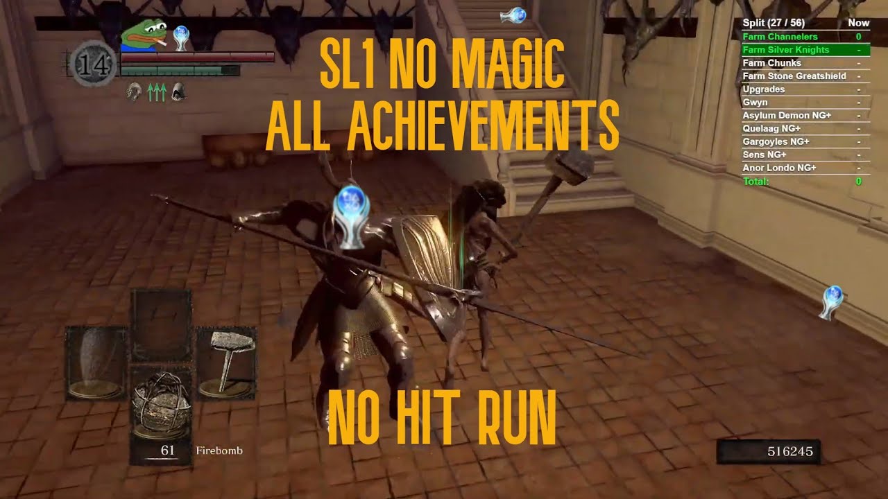Dark Souls Remastered - SL1 No Magic All Achievements - No Hit Run - 7:32:33 IGT (World's First)