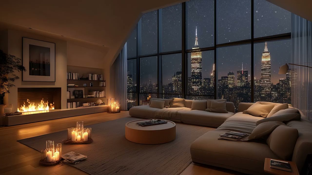 Cozy Winter Apartment ❄️ Smooth Piano Jazz & Fireplace for Study & Work