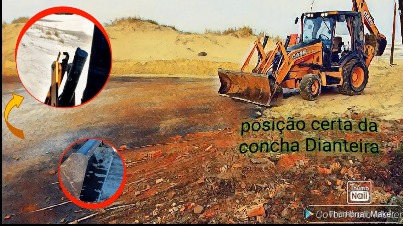 NIVELAMENTO, e POSIÇÃO do Jeito certo da  concha Dianteira  da RETROESCAVADEIRA CASE 580N