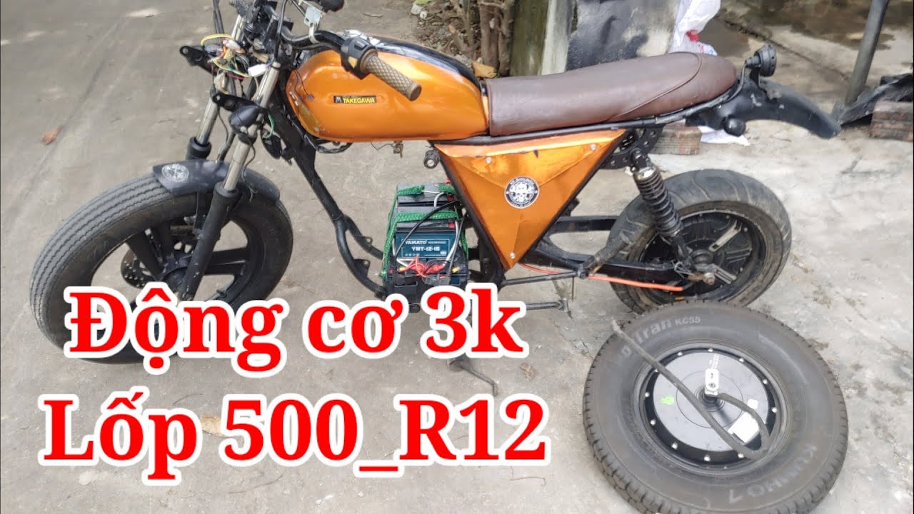 Độ xe máy xăng thành moto điện với động cơ 3k lốp 500_R12 | xe điện thiên phát