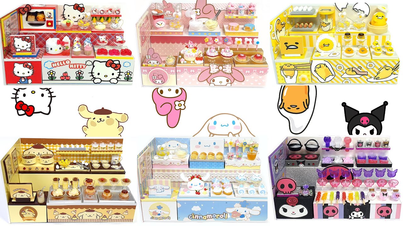 #diy 6DIY Miniature Sanrio Dessert shop compilation&hearts;Kuromi&hearts;Cinnamoroll&hearts;pompompurin&hearts;Kitty&hearts;Gudetama~