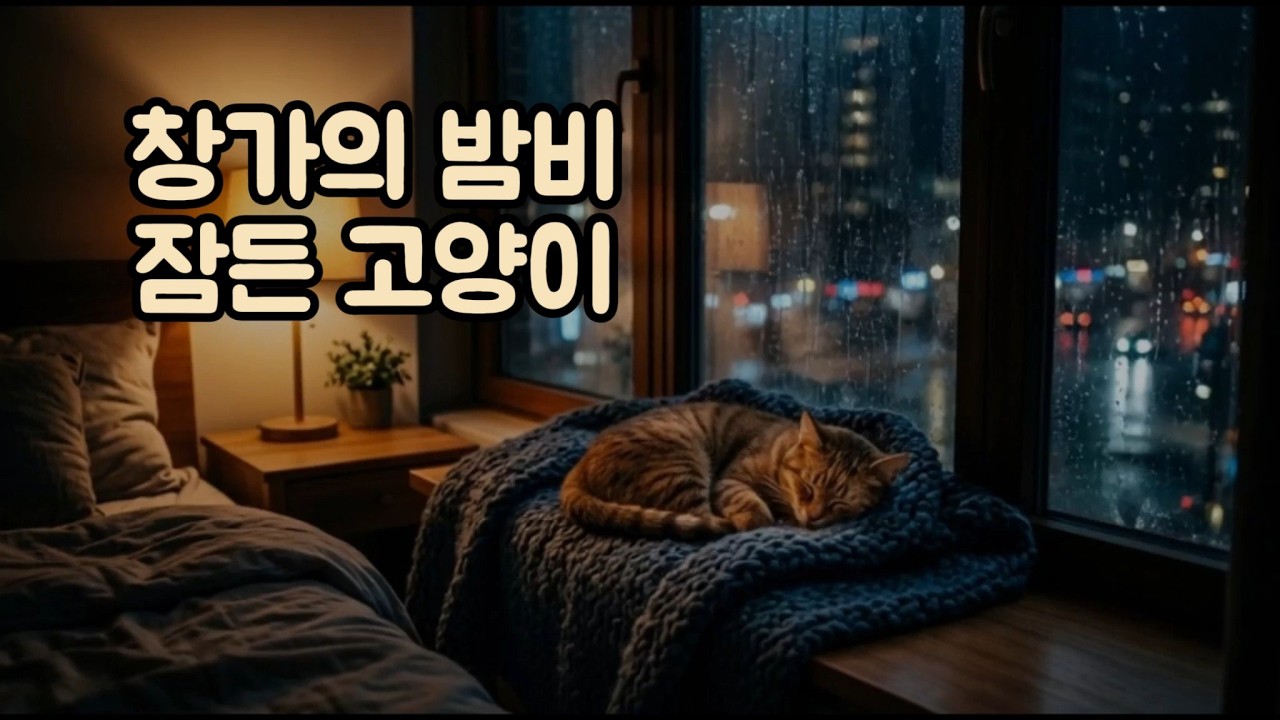 창가에서 잠든 고양이와 밤비 🌧 깊은 잠을 부르는 빗소리 | 수면 Rain Sounds#DeepSleep#AmbientRain