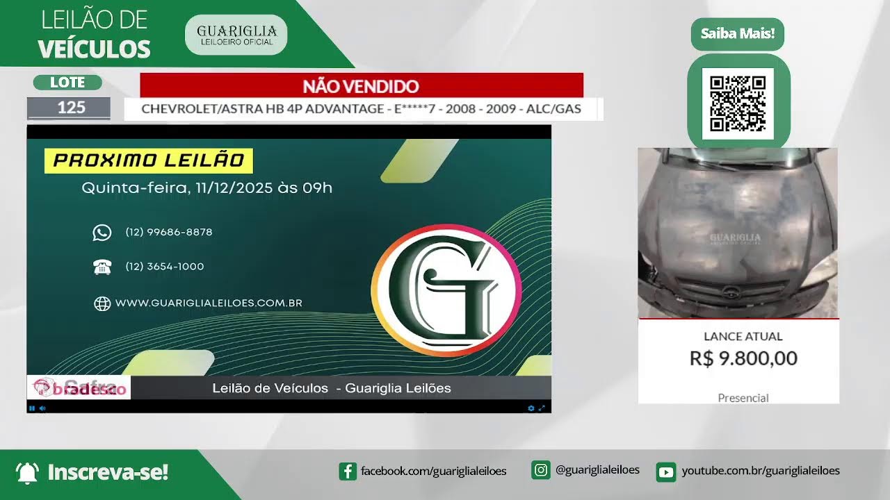 LEILÃO DE VEÍCULOS EM CAÇAPAVA/SP - 04/12/25
