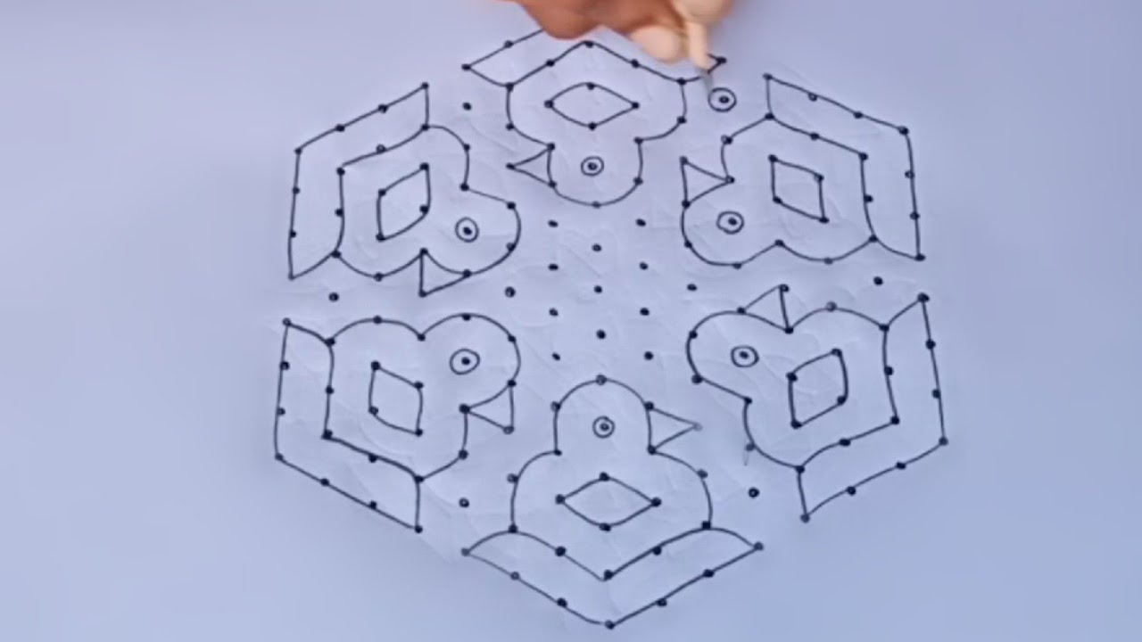 15*8 dots birds rangoli||easy rangoli||chukkala muggulu||15 pulli kolam||by MY RANGOLI