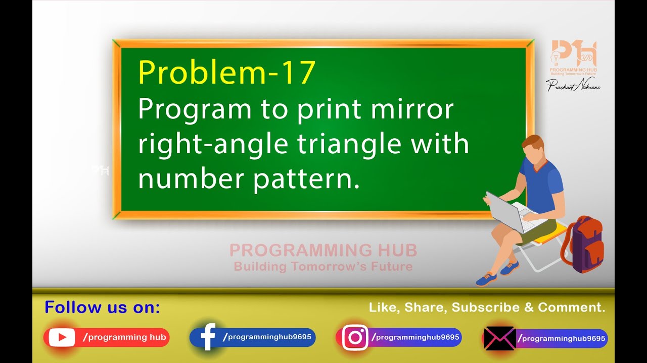 Program to print mirror right-angle triangle with number pattern in php.