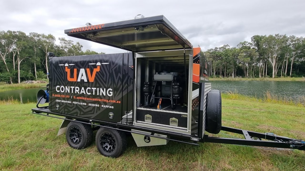 UAV Contracting - Agricultural drone trailer setup