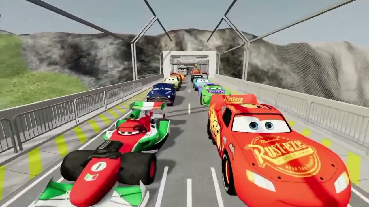 Big & Small McQueen vs Chick Hicks vs Tow Mater vs King Dinoco vs Duch Hudson - BeamNG.Drive