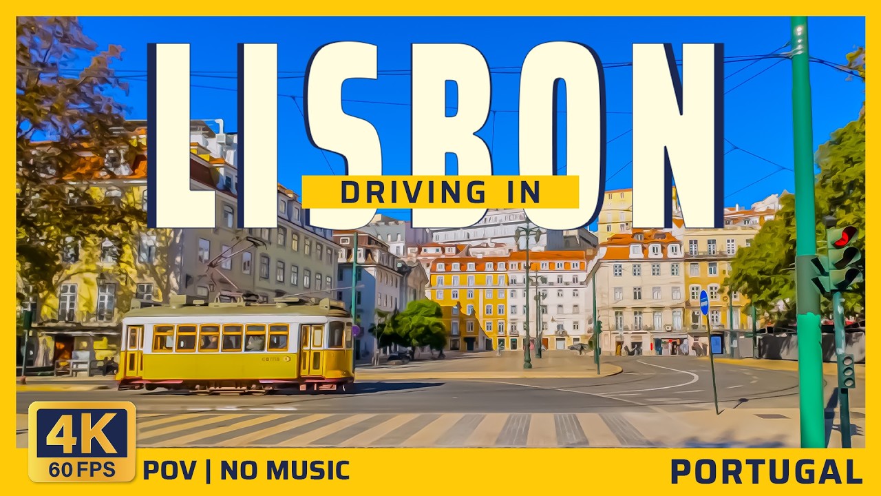 Portugal Scenic Drive 4K | Lisbon City Loop | Ambient Sound (No Music), 3-Camera POV