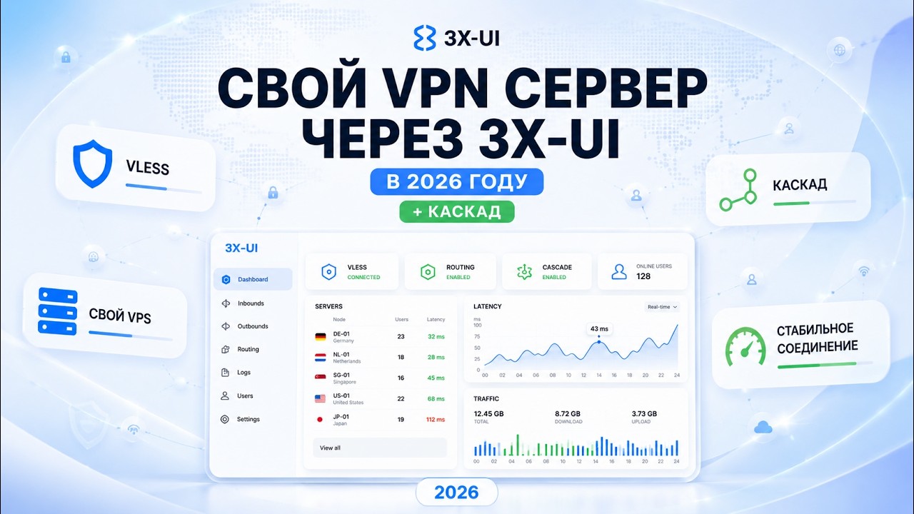 КАК СДЕЛАТЬ СВОЙ VPN ЧЕРЕЗ 3X-UI (+КАСКАД) САМЫЙ АКТУАЛЬНЫЙ СПОСОБ НА 2026 ГОД