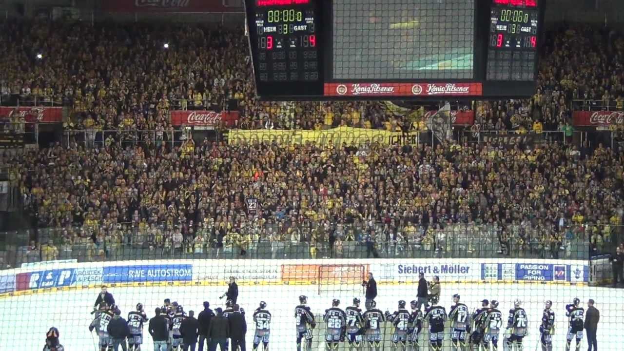 Krefeld - Eisbären Endphase Spiel 3. Playoff HF + Fangesänge mit Krefelder Fans