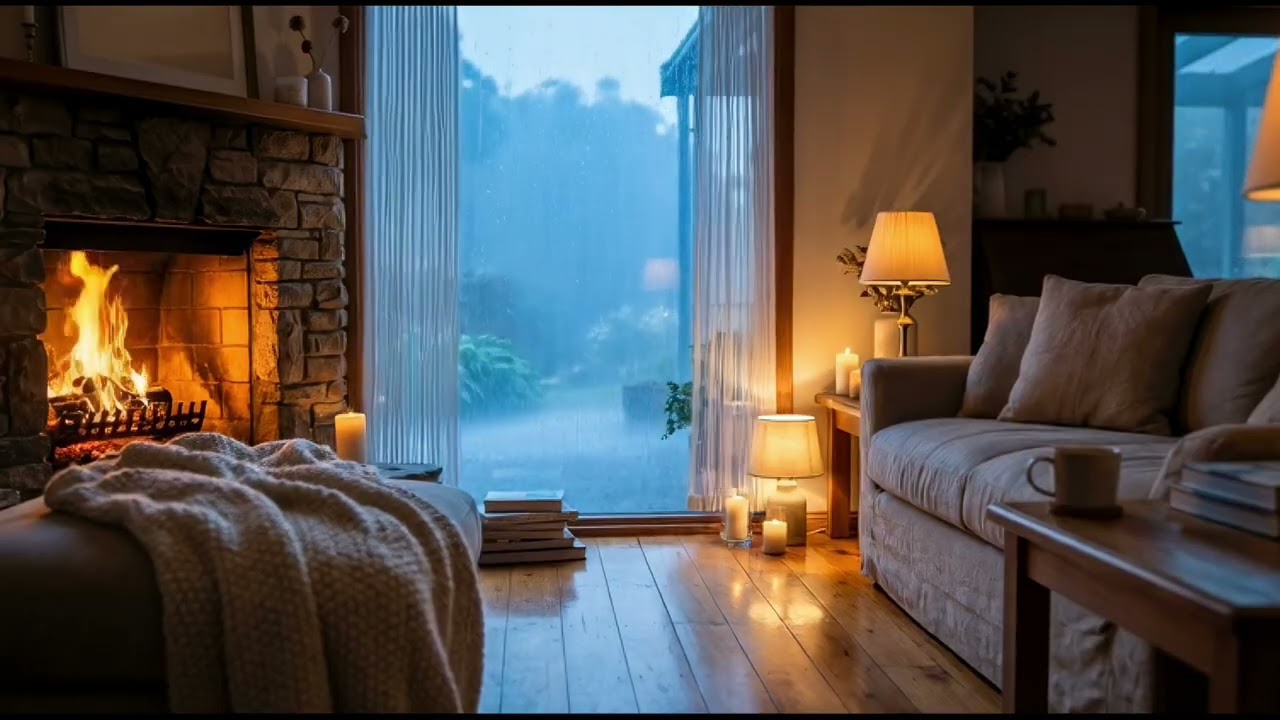 Safe Inside While the Storm Rages 🌧️🔥 Heavy Rain & Thunder in Cozy Cabin