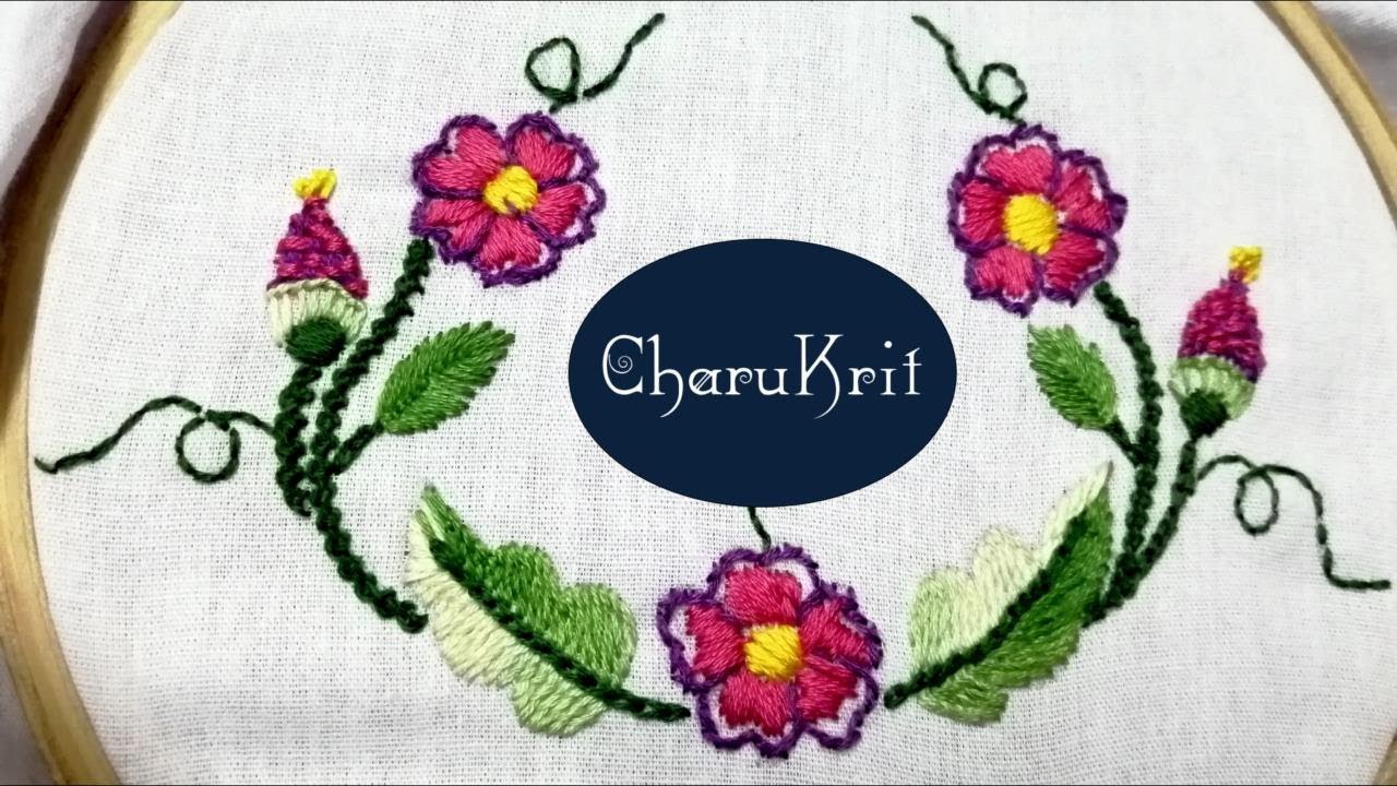 Awesome design hand embroidery for beginners /Best fit on Bed, Pillow, Table, TV Cover /Soma Pati.