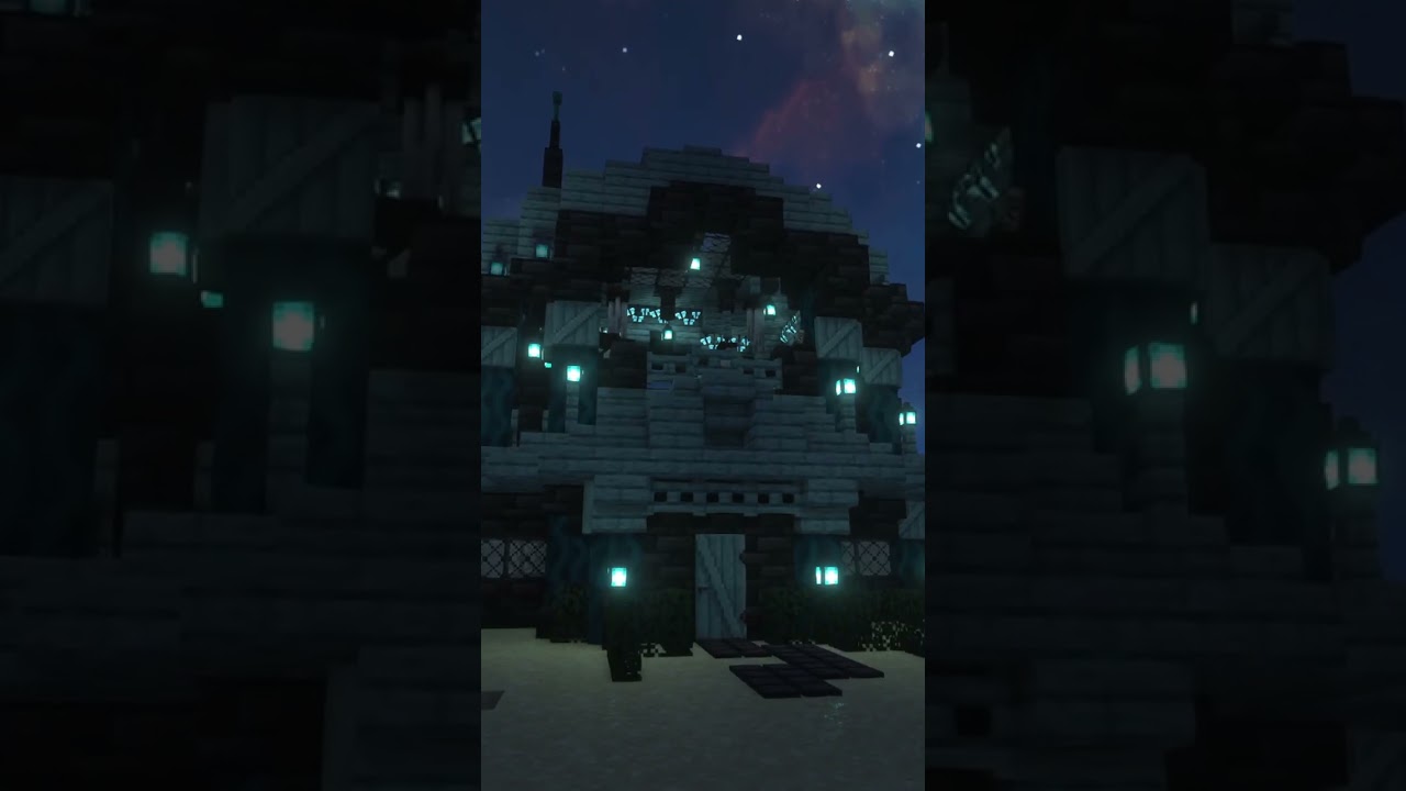 a blue beach house in minecraft