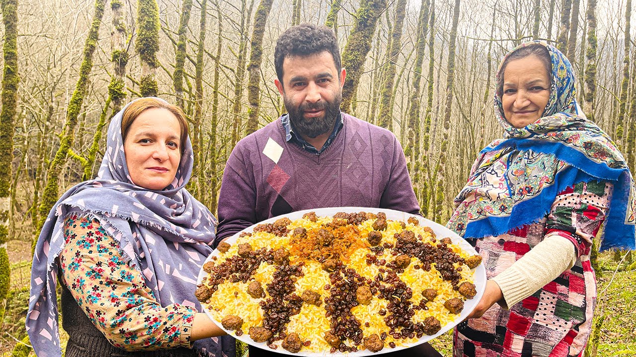Reshteh Polo (Persian Noodle Rice) | with Veal | ✤ Village Cooking ✤