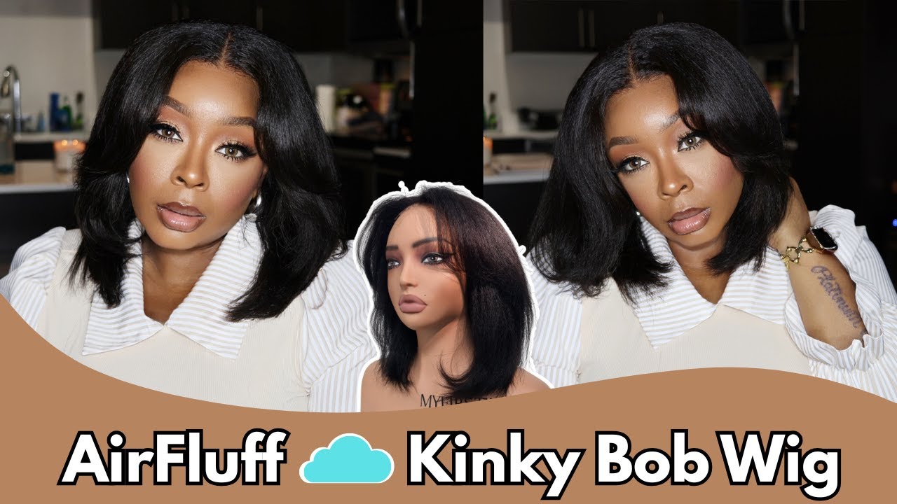 Is This a Silk Press or a Wig?😮Myfirstwig AirFluff Kinky Bob Wig✨Fluff + 30%, Weight - 30%🔥