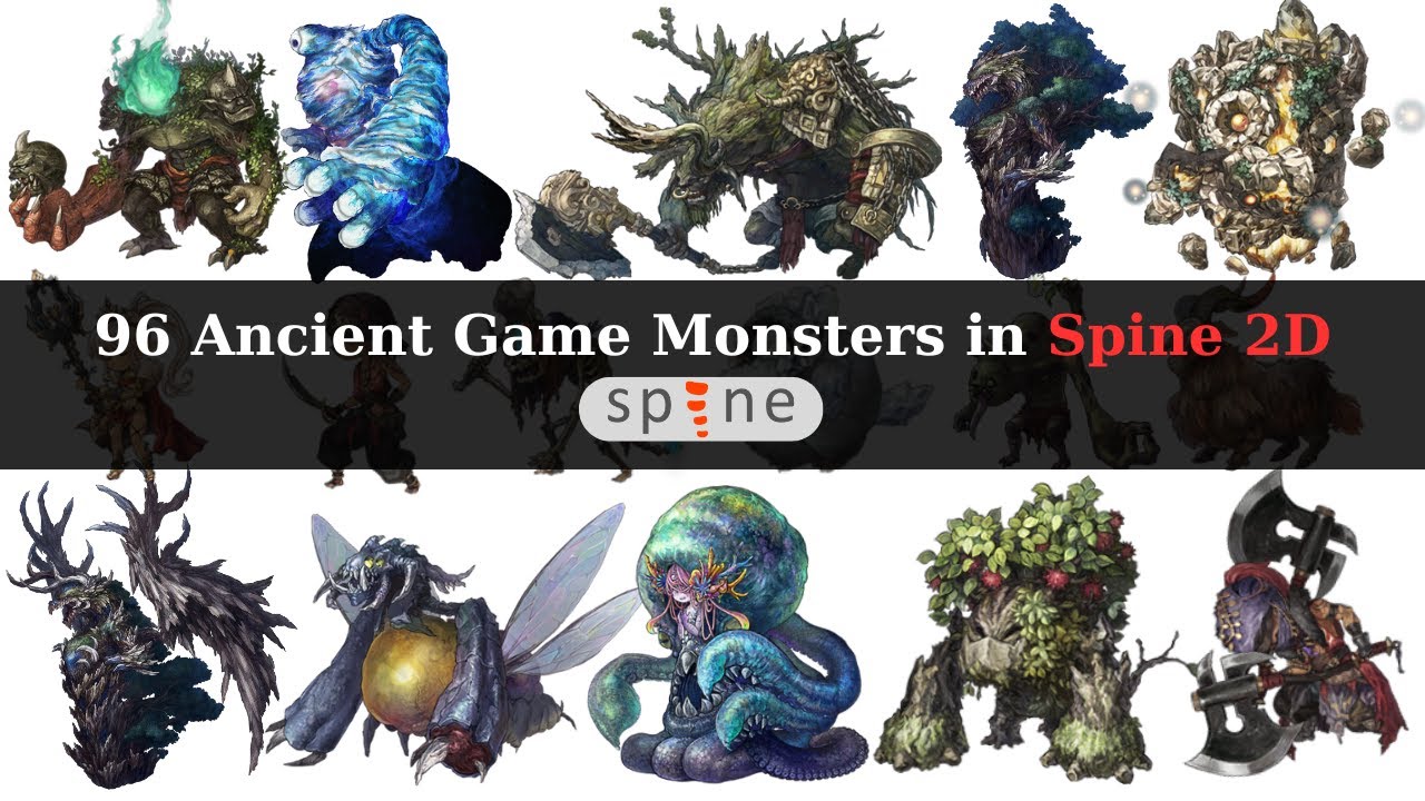 96 Ancient Game Monsters in Spine 2D
