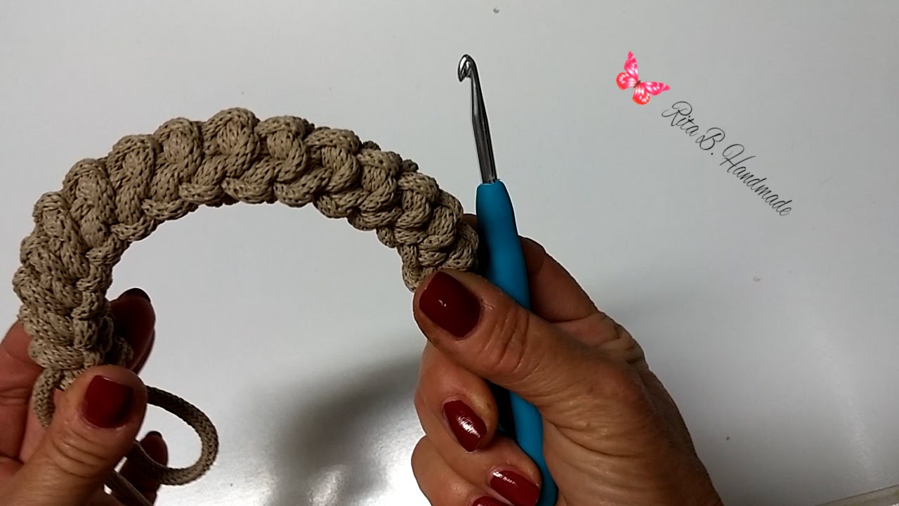 Manici per borsa spighetta rumena tripla o 3D- Crochet